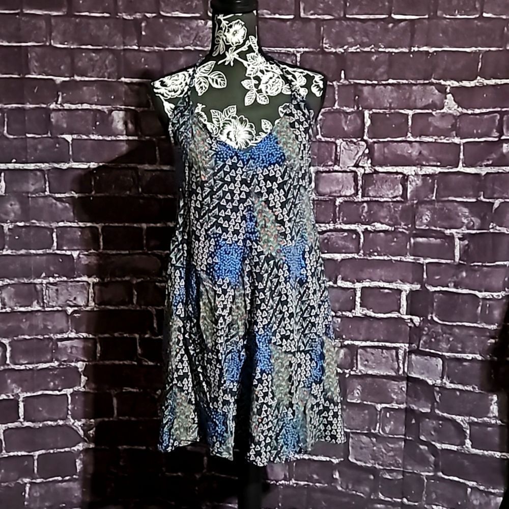 Loveriche Multi Color/Pattern Mini Tank Dress Boho Beaded Strand Back CLEARANCE